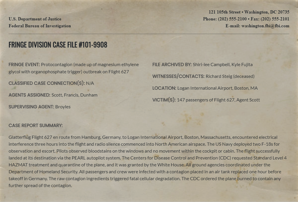 Fringe Division case file