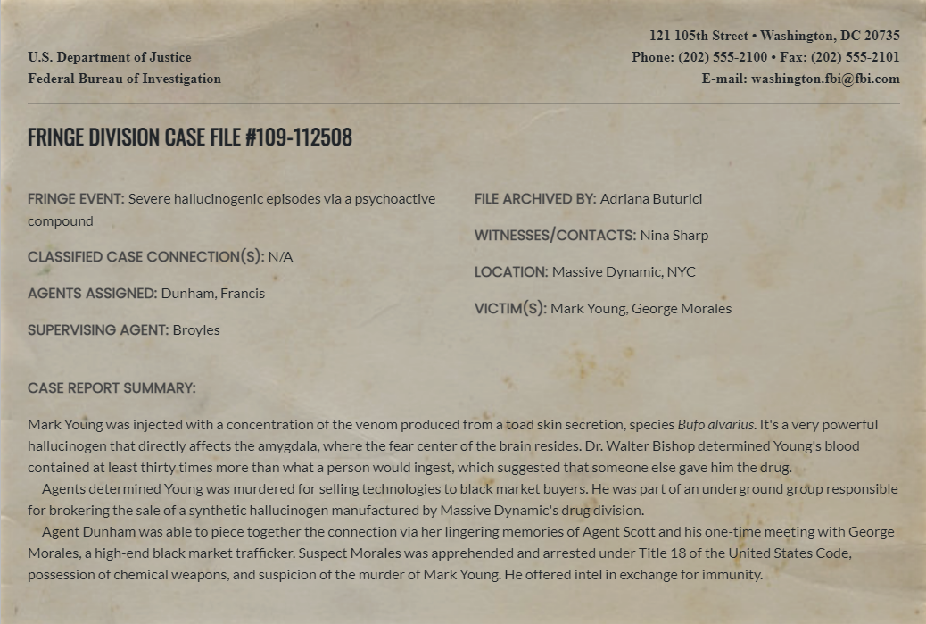 Fringe Division case file