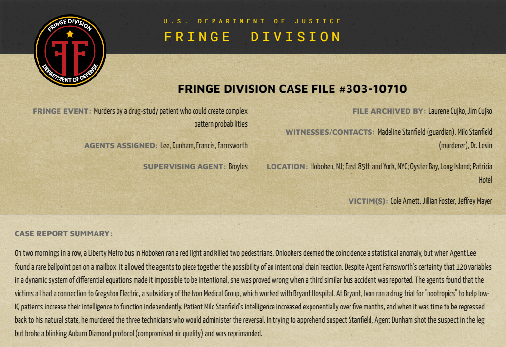 Fringe Division case file