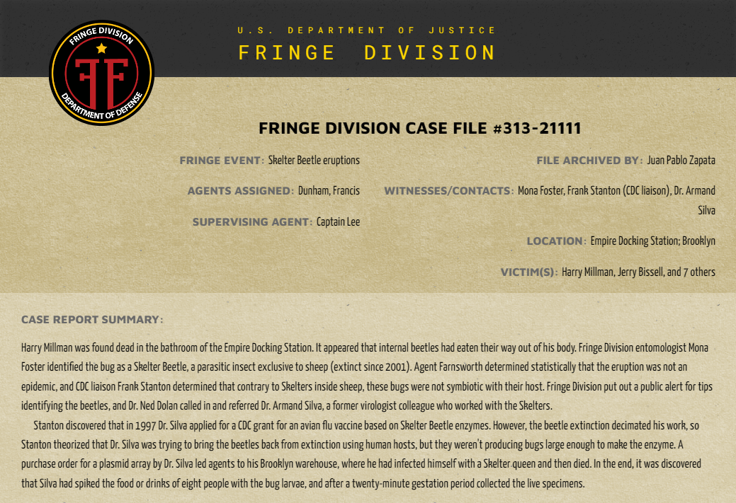 Fringe Division case file