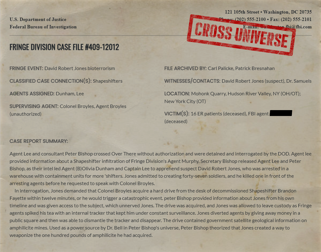 Fringe Division case file