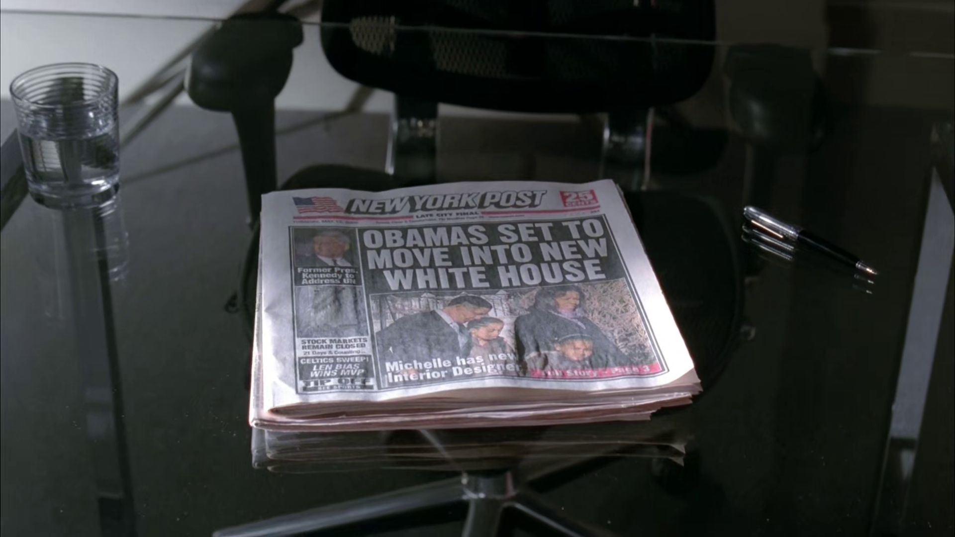 Item of interest: Newspaper on Bell's desk